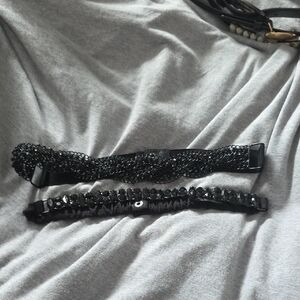 Black Beaded Elastic Dressy Belts - Women's Fashion Accessory